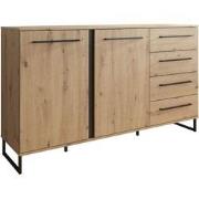 Meubella Dressoir Saturn - Eiken - Zwart - 159 cm