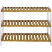 Schoenenrek van bamboe en witte decoratie - H55 cm