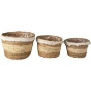 Clayre & Eef Opbergmand Set van 3  Ø 32 Ø 28 Ø 24 cm Bruin Stro Rond P...