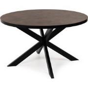 Stalux Ronde eettafel 'Daan' 135cm, kleur zwart / lederlook bruin