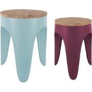 Leitmotiv - Kruk Set Double Funky - Soft blue & dark mauve