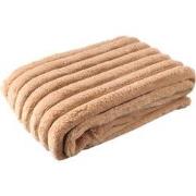 PTMD Hadi Beige Ribbed Fake Fur Plaid Small