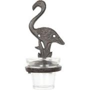 Clayre & Eef Theelichthouder  8x12x19 cm Bruin Ijzer Glas Flamingo Wax...