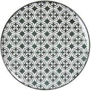Clayre & Eef Dinerbord  Ø 26 cm Zwart Wit Keramiek Rond Eetbord