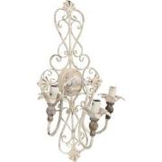Clayre & Eef Wandlamp  40x29x70 cm Wit Ijzer Hout Rechthoek Muurlamp
