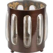 Clayre & Eef Theelichthouder  Ø 14x13 cm Bruin Ijzer Glas Rond Waxinel...