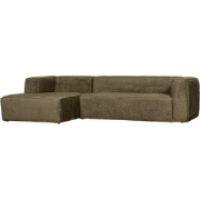 WOOOD Bean Hoekbank Links - Structure Velvet - Moss - 73x305x175