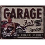 Clayre & Eef Tekstbord  33x25 cm Zwart Ijzer Garage Wandbord
