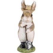 Clayre & Eef Beeld Konijn 9x8x22 cm Bruin Polyresin Woonaccessoires