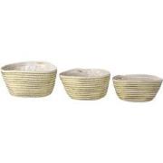 Clayre & Eef Opbergmand Set van 3  Ø 26 Ø 23 Ø 20 cm Wit Touw Ovaal Pl...