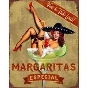 Clayre & Eef Tekstbord  20x25 cm Bruin Rood Ijzer Rechthoek Margaritas...