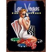 Clayre & Eef Tekstbord  25x33 cm Zwart Ijzer Las Vegas Wandbord