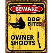 Clayre & Eef Tekstbord  20x25 cm Geel Ijzer Warning Wandbord