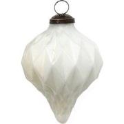 Clayre & Eef Kerstbal  Ø 8 cm Wit Glas Kerstdecoratie