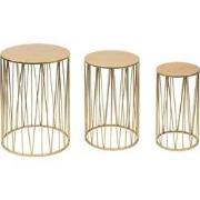 Clayre & Eef Plantentafel Set van 3  Ø 38 Ø 31 Ø 24 cm Goudkleurig Met...