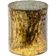 Clayre & Eef Theelichthouder  Ø 11x13 cm Goudkleurig Bruin Glas Rond W...