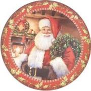 Clayre & Eef Onderbord  Ø 33 cm Rood Groen Kunststof Kerstman Kerstbor...