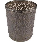 Clayre & Eef Theelichthouder  Ø 9x10 cm Grijs Glas Metaal Waxinelichth...