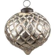 Clayre & Eef Kerstbal  9x9x9 cm Beige Glas Rond Kerstdecoratie