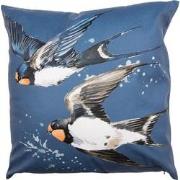 Clayre & Eef Kussenhoes  45x45 cm Blauw Wit Polyester Vogels Sierkusse...