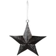 Clayre & Eef Decoratie Hanger Ster 25x27 cm Zwart Ijzer Kersthanger