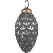 Clayre & Eef Kerstbal  Ø 6 cm Zwart Zilverkleurig Glas Metaal Kerstdec...