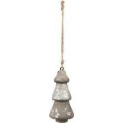 Clayre & Eef Kersthanger Kerstboom Ø 6x13 cm Zilverkleurig Hout Kerstb...