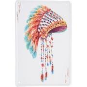 Clayre & Eef Wanddecoratie  20x30 cm Wit Rood Metaal Muurdecoratie