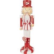 Clayre & Eef Kerstdecoratie Beeld Notenkraker 23 cm Rood Wit Polyresin...