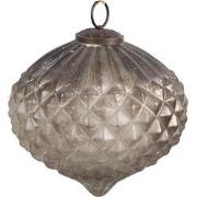Clayre & Eef Kerstbal Ø 20x18 cm Zilverkleurig Bruin Glas Kerstboomver...