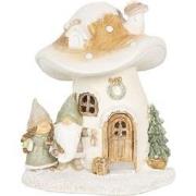 Clayre & Eef Decoratie Huis met LED Paddenstoel 13x12x15 cm Beige Kuns...