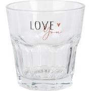 Clayre & Eef Waterglas 200 ml Transparant Glas LOVE Drinkbeker