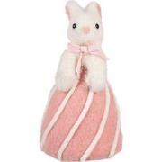 Clayre & Eef Decoratie Beeld Konijn Ø 12x21 cm Wit Roze Textiel op Kun...