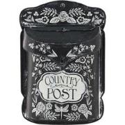 Clayre & Eef Brievenbus  27x8x39 cm Zwart Ijzer Bloemen Country post W...