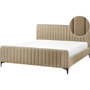 Beliani LUNAN - Tweepersoonsbed-Beige-Bouclé