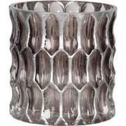 Clayre & Eef Theelichthouder  Ø 10x10 cm Zilverkleurig Glas Rond Waxin...
