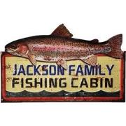 Clayre & Eef Wanddecoratie  61x39 cm Bruin Blauw Ijzer Fishing Muurdec...