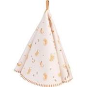 Clayre & Eef Theedoek  Ø 80 cm Beige Katoen Rond Croissant en koffie V...