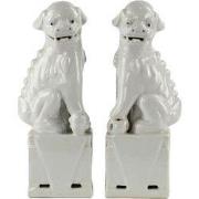 Fine Asianliving Chinese Foo Dogs Set/2 Porselein Wit Handgemaakt