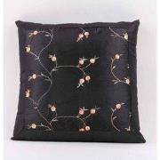 Fine Asianliving Chinees Kussen Zijde Geborduurde Bloemen Zwart