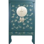 Fine Asianliving Chinese Bruidskast Handgeschilderde Vlinders Teal -