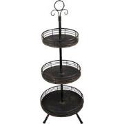 Clayre & Eef Etagère 3 laags  95 cm Zwart Ijzer Rond Fruitschaal etagè...