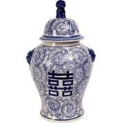 Fine Asianliving Chinese Gemberpot Handgeschilderd Porselein Blauw Wit