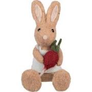 Clayre & Eef Decoratie Beeld Konijn 10x10x19 cm Bruin Textiel op Kunst...