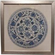 Fine Asianliving Chinees Schilderij met Lijst Chinees Bord Porselein
