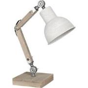 Clayre & Eef Bureaulamp  15x15x47 cm  Beige Hout Ijzer Vierkant Tafell...