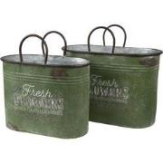 Clayre & Eef Bloempot  Groen Bruin Metaal Fresh Flowers Bloempot binne...