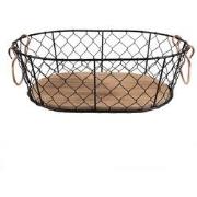 Clayre & Eef Opbergmand  33x23x10 cm Zwart Ijzer Ovaal Keuken Mandjes