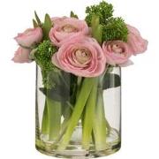 J-Line - Ranonkel In Vaas Plastiek Glas Roze/groen Large - 24x24x26.5c...