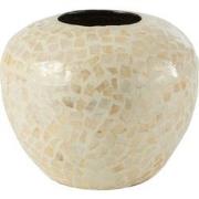 J-Line - Vaas Nuye Bol Schelpen/bamboe Ivoor - 26x26x21.5cm